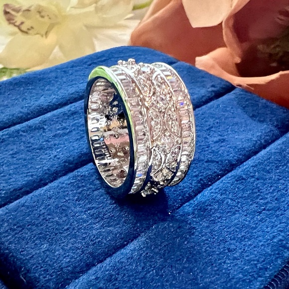 Art Deco Filigree Ring Pavé Diamond Band 18K Gold & 925-Very beautiful! - Picture 12 of 15